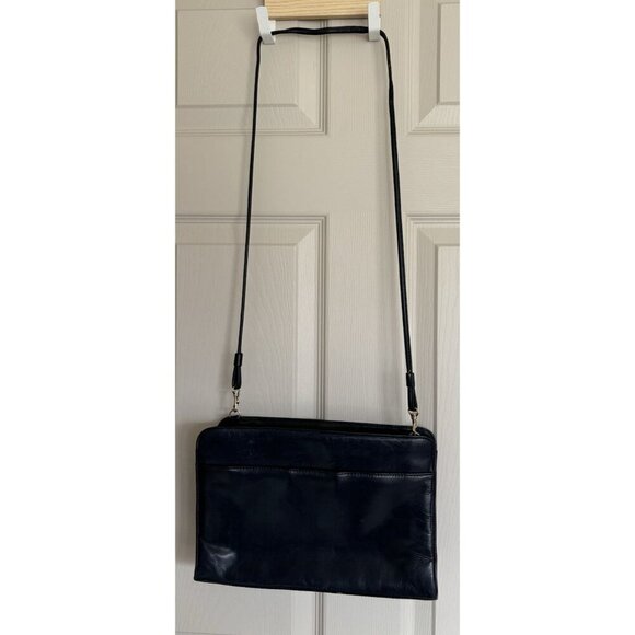 Giani Bernini Genuine Leather Black Shoulder Strap Handbag Purse - Picture 1 of 10